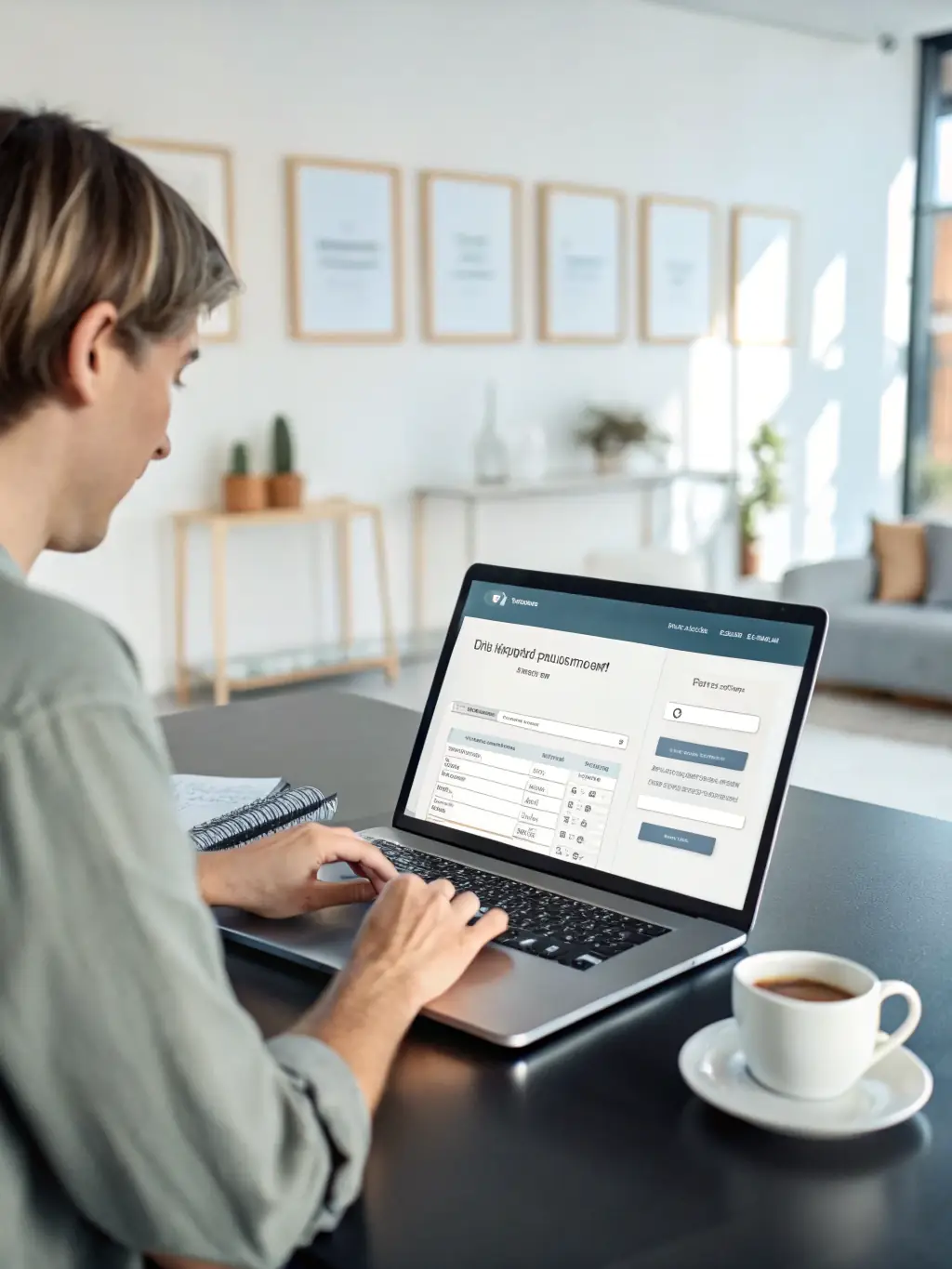 A person using a laptop to search for movers online, with a clear and easy-to-navigate website interface displayed on the screen.